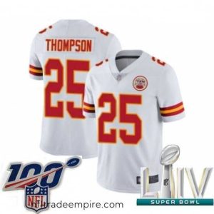 Magnificent 2020 Super Bowl LIV Kansas City Chiefs #25 Darwin Thompson White Vapor Untouchable Limited Player Football Jersey