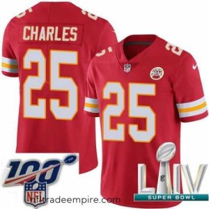 Alluring 2020 Super Bowl LIV Kansas City Chiefs #25 Jamaal Charles Red Team Color Vapor Untouchable Limited Player Football Jersey