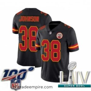 Alluring 2020 Super Bowl LIV Kansas City Chiefs #38 Dontae Johnson Limited Black Rush Vapor Untouchable Football Jersey