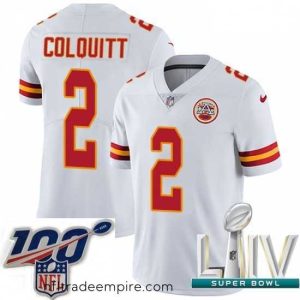 Enchanting 2020 Super Bowl LIV Nike Kansas City Chiefs #2 Dustin Colquitt White Vapor Untouchable Limited Player NFL Jersey