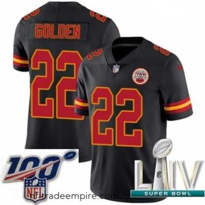 Superb 2020 Super Bowl LIV Nike Kansas City Chiefs #22 Robert Golden Limited Black Rush Vapor Untouchable NFL Jersey