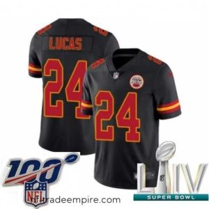 Charming 2020 Super Bowl LIV Nike Kansas City Chiefs #24 Jordan Lucas Limited Black Rush Vapor Untouchable NFL Jersey