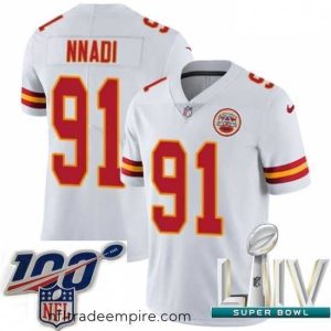 Stunning 2020 Super Bowl LIV Nike Kansas City Chiefs #91 Derrick Nnadi White Vapor Untouchable Limited Player NFL Jersey