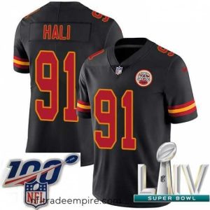 Alluring 2020 Super Bowl LIV Nike Kansas City Chiefs #91 Tamba Hali Limited Black Rush Vapor Untouchable NFL Jersey