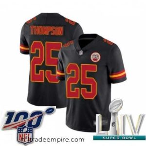 Alluring 2020 Super Bowl LIV Kansas City Chiefs #25 Darwin Thompson Limited Black Rush Vapor Untouchable Football Jersey