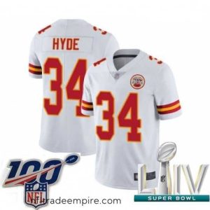 Gorgeous 2020 Super Bowl LIV Kansas City Chiefs #34 Carlos Hyde White Vapor Untouchable Limited Player Football Jersey