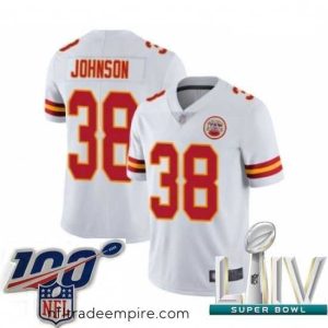 Superb 2020 Super Bowl LIV Kansas City Chiefs #38 Dontae Johnson White Vapor Untouchable Limited Player Football Jersey
