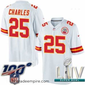 Stunning 2020 Super Bowl LIV Nike Kansas City Chiefs #25 Jamaal Charles White Vapor Untouchable Limited Player NFL Jersey