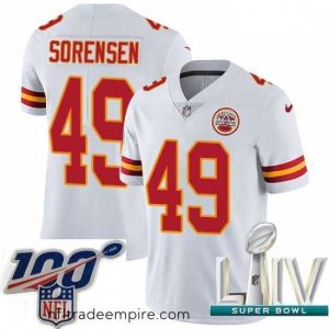 Stunning 2020 Super Bowl LIV Nike Kansas City Chiefs #49 Daniel Sorensen White Vapor Untouchable Limited Player NFL Jersey