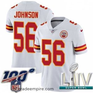 Alluring 2020 Super Bowl LIV Nike Kansas City Chiefs #56 Derrick Johnson White Vapor Untouchable Limited Player NFL Jersey