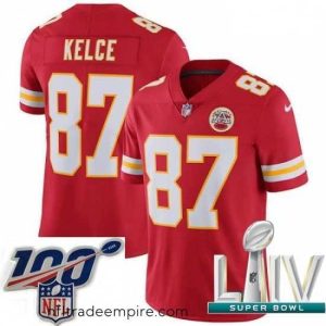 Delightful 2020 Super Bowl LIV Nike Kansas City Chiefs #87 Travis Kelce Red Team Color Vapor Untouchable Limited Player NFL Jersey