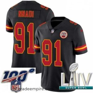 Delightful 2020 Super Bowl LIV Nike Kansas City Chiefs #91 Derrick Nnadi Limited Black Rush Vapor Untouchable NFL Jersey