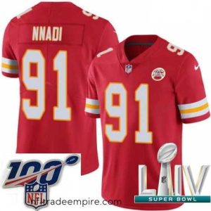 Enchanting 2020 Super Bowl LIV Nike Kansas City Chiefs #91 Derrick Nnadi Red Team Color Vapor Untouchable Limited Player NFL Jersey