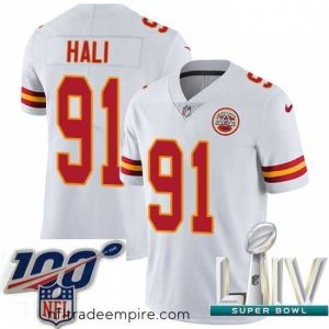 Magnificent 2020 Super Bowl LIV Nike Kansas City Chiefs #91 Tamba Hali White Vapor Untouchable Limited Player NFL Jersey