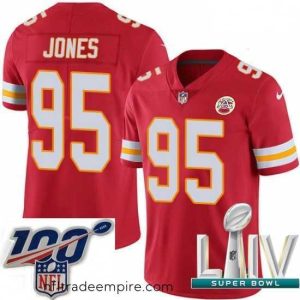 Gorgeous 2020 Super Bowl LIV Nike Kansas City Chiefs #95 Chris Jones Red Team Color Vapor Untouchable Limited Player NFL Jersey