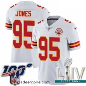 Superb 2020 Super Bowl LIV Nike Kansas City Chiefs #95 Chris Jones White Vapor Untouchable Limited Player NFL Jersey