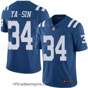 Irresistible Colts 34 Rock Ya Sin Royal Blue Stitched Football Limited Rush Jersey