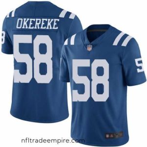 Magnificent Colts 58 Bobby Okereke Royal Blue Stitched Football Limited Rush Jersey
