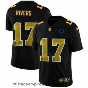 Exquisite Indianapolis Colts 17 Philip Rivers Black Nike Golden Sequin Vapor Limited NFL Jersey