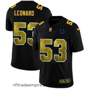 Alluring Indianapolis Colts 53 Darius Leonard Black Nike Golden Sequin Vapor Limited NFL Jersey