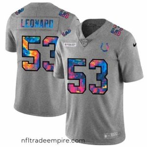 Charming Indianapolis Colts 53 Darius Leonard Nike Multi Color 2020 NFL Crucial Catch NFL Jersey Greyheather