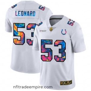Exquisite Indianapolis Colts 53 Darius Leonard White Nike Multi Color 2020 NFL Crucial Catch Limited NFL Jersey