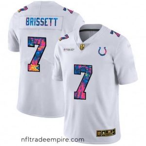 Exquisite Indianapolis Colts 7 Jacoby Brissett White Nike Multi Color 2020 NFL Crucial Catch Limited NFL Jersey