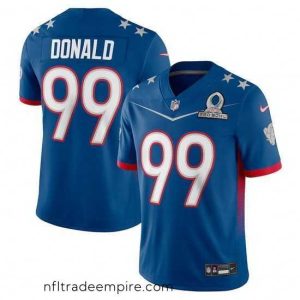 Gorgeous 2022 NFL Pro Bowl Los Angeles Rams 99 Aaron Donald NFC Blue Jersey
