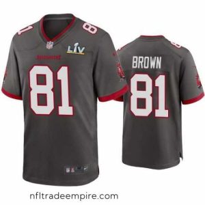 Stunning Antonio Brown Buccaneers Pewter Super Bowl Lv Game Jersey