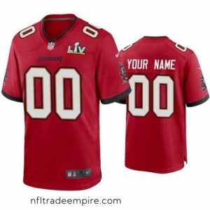 Gorgeous Custom Buccaneers Red Super Bowl Lv Game Jersey