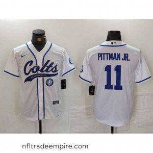 Magnificent Indianapolis Colts 11 Michael Pittman Jr  White Cool Base Stitched Baseball Jersey 1