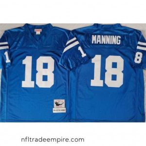 Alluring Indianapolis Colts 18 Peyton Manning Blue Throwback Stitched Jersey