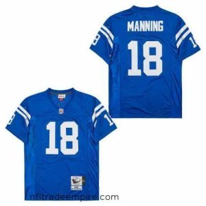 Exquisite Indianapolis Colts 18 Peyton Manning Blue Throwback Stitched Jersey