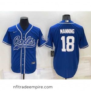 Irresistible Indianapolis Colts 18 Peyton Manning Royal Cool Base Stitched Baseball Jersey