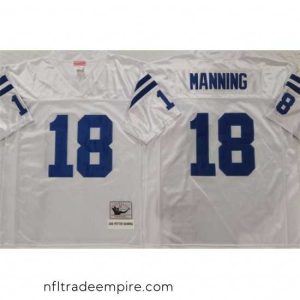 Irresistible Indianapolis Colts 18 Peyton Manning White Throwback Stitched Jersey