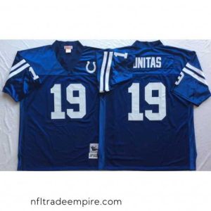 Magnificent Indianapolis Colts 19 Johnny Unitas Blue M&N Throwback Jersey