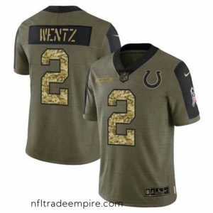 Enchanting Indianapolis Colts 2 Carson Wentz 2021 Salute To Service Olive Camo Limited