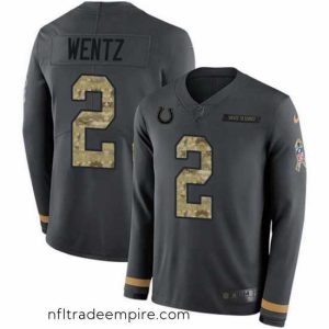 Superb Indianapolis Colts 2 Carson Wentz Anthracite Salute to Service Stitched NFL Limited Therma Long Sleeve Jersey