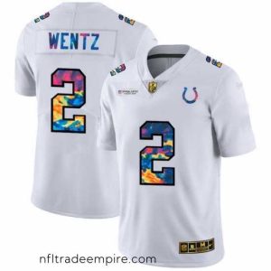 Irresistible Indianapolis Colts 2 Carson Wentz White Nike Multi Color 2020 NFL Crucial Catch Limited NFL Jersey