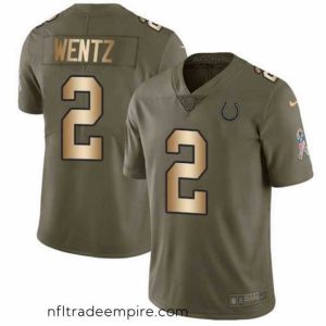 Enchanting Indianapolis Colts 2 Carson Wentz Olive Gold Stitched NFL Limited 2017 Salute To Service Jersey