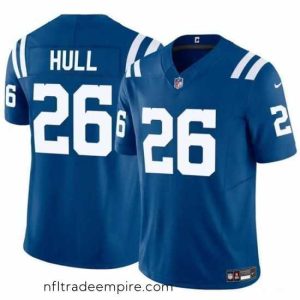 Magnificent Indianapolis Colts 26 Evan Hull Blue 2024 F.U.S.E  Vapor Limited Stitched Football Jersey