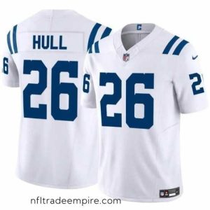 Stunning Indianapolis Colts 26 Evan Hull White 2024 F.U.S.E  Vapor Limited Stitched Football Jersey
