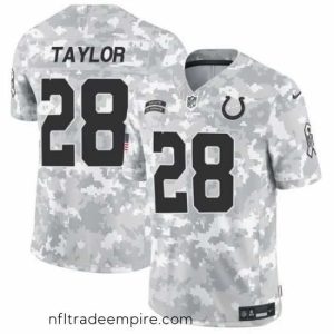 Enchanting Indianapolis Colts 28 Jonathan Taylor 2024 F.U.S.E Arctic Camo Salute To Service Limited Stitched Football Jersey