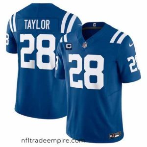 Enchanting Indianapolis Colts 28 Jonathan Taylor Blue 2024 F.U.S.E  With 2 Star C Patch Vapor Limited Stitched Football Jersey