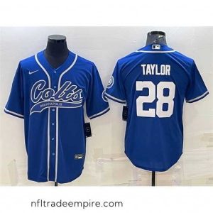 Gorgeous Indianapolis Colts 28 Jonathan Taylor Royal Cool Base Stitched Baseball Jersey