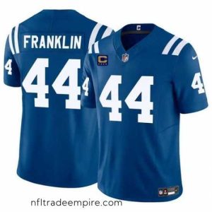Irresistible Indianapolis Colts 44 Zaire Franklin Blue 2024 F.U.S.E  With 4 Star C Patch Vapor Limited Stitched Football Jersey