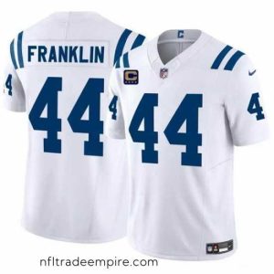 Superb Indianapolis Colts 44 Zaire Franklin White 2024 F.U.S.E  With 4 Star C Patch Vapor Limited Stitched Football Jersey