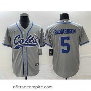 Magnificent Indianapolis Colts 5 Anthony Richardson Gray Cool Base Stitched Baseball Jersey