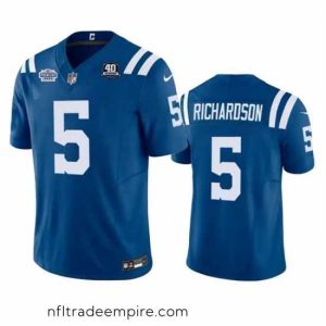 Exquisite Indianapolis Colts 5 Anthony Richardson Royal 2023 F.U.S.E  With Prem1ere Patch 40th Anniversary Vapor Untouchable Limited Stitched Football Jersey