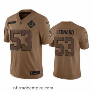 Superb Indianapolis Colts 53 Shaquille Leonard 2023 Brown Salute To Sertvice Stitched Football Jersey